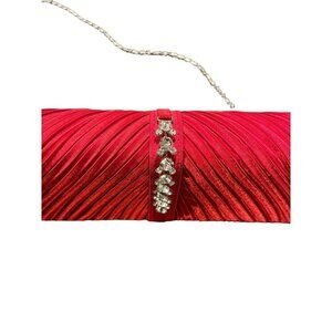BIJOUX TERNER Women's Clutch Handbag Red with Beadwork